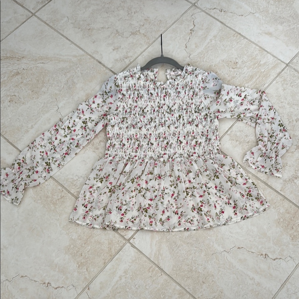 Me Ami Cream Smocked Blouse